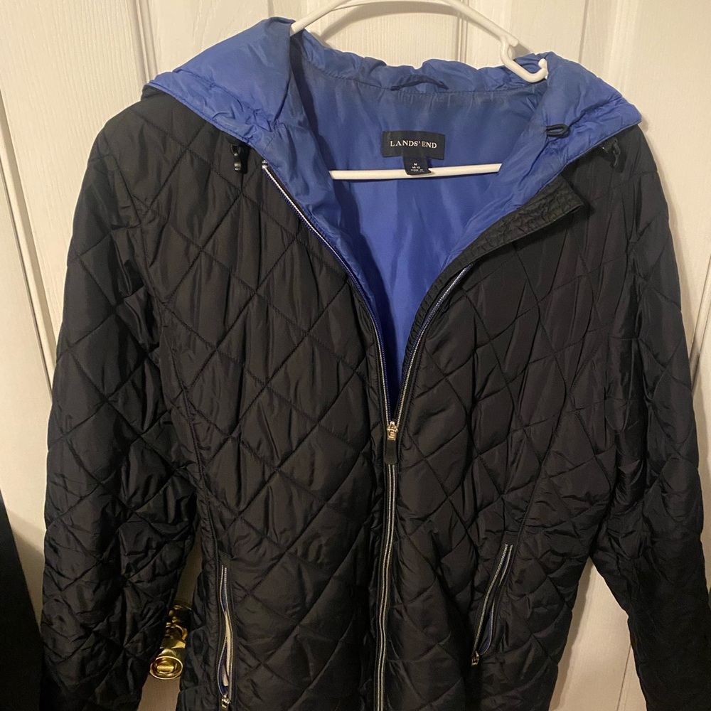 Lands' End Black Quilted Puffer Jacket